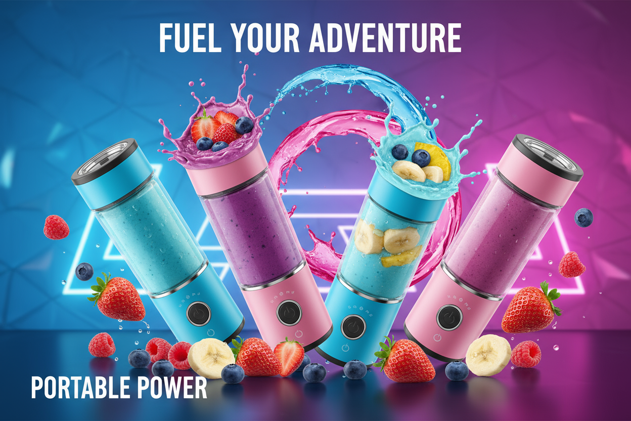 The colors of the blenders are blue and pink